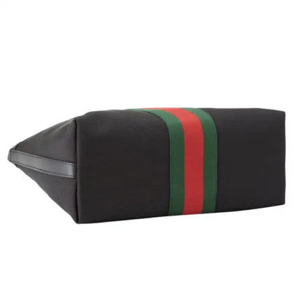 NEW Gucci Black Web Stripe Top Handle Canvas Tote Shoulder Bag