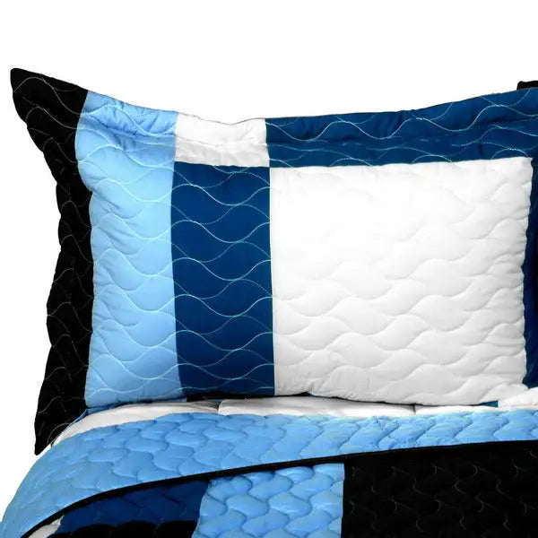 [Deep Thought] Brand New Vermicelli-Quilted Patchwork Quilt Set Full/Queen