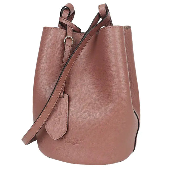 NEW Burberry Pink Haymarket Lone Small Leather Crossbody Bucket Bag