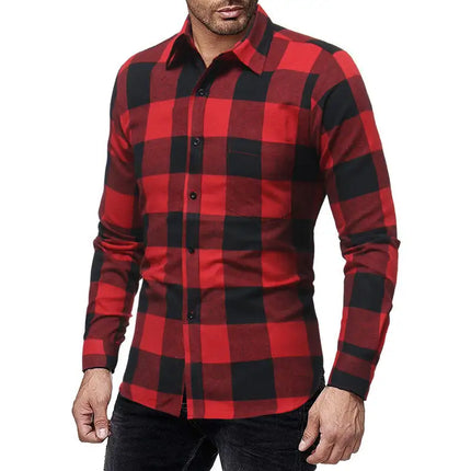 Plaid Flannel Long Sleeve Button Down Casual Shirt