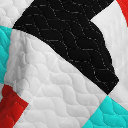 [Shadow In the Water] 3PC Vermicelli - Quilted Patchwork Quilt Set (Full/Queen Size)