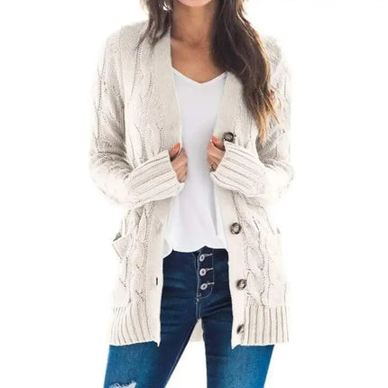 Open Front Cardigan Button Knit Sweater