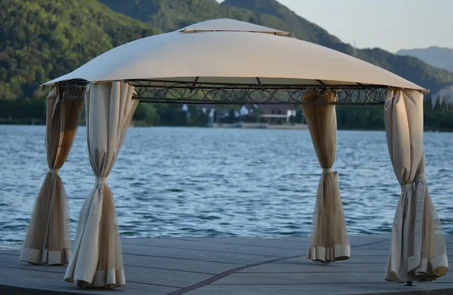 Toldo para parrilla de dos niveles de calidad, carpa para cenador para barbacoa al aire libre con protección UV, color beige