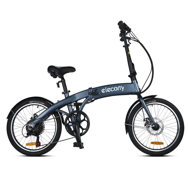 20 inch folding electric bicycle, classic black / grey blue, Shimano accessories, electric bicycles for adults