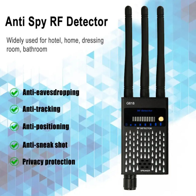 G618 Tres antenas Dispositivo de detección de radiofrecuencia profesional Gsm GPS Detector de señal RF Anti escuchas telefónicas Cámara inalámbrica Detecta