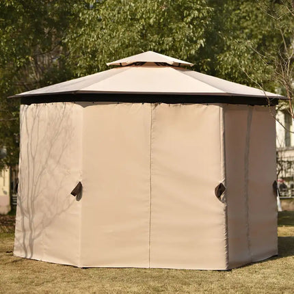 11.8 Ft. W x 11.8 Ft. D Patio Outdoor Gazebo, Double Roof Soft Canopy Garden Backyard Gazebo with Mosquito Netting Suitable for Lawn, Garden, Backyard and Deck