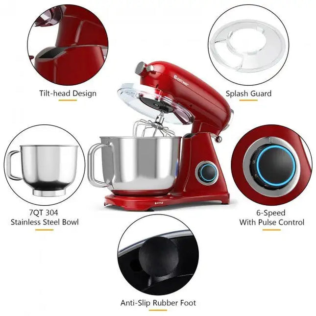 7 Quart 800W 6-Speed Electric Tilt-Head Food Stand Mixer