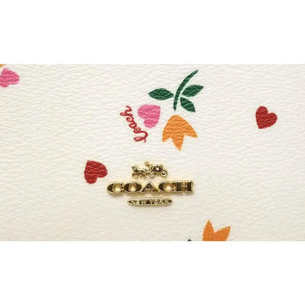 NEW Coach White Anna Foldover Heart Petal Canvas Clutch Crossbody Bag