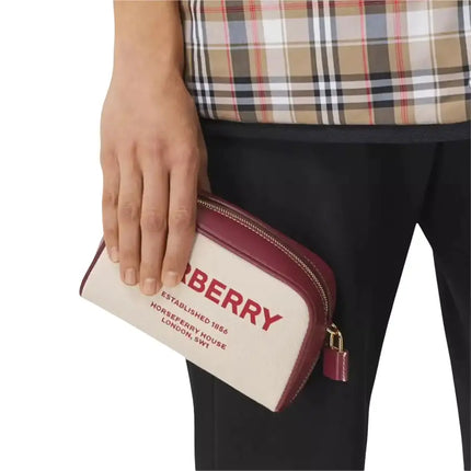 NEW Burberry White Horseferry Printed Logo Canvas Crossbody Shoulder Bag