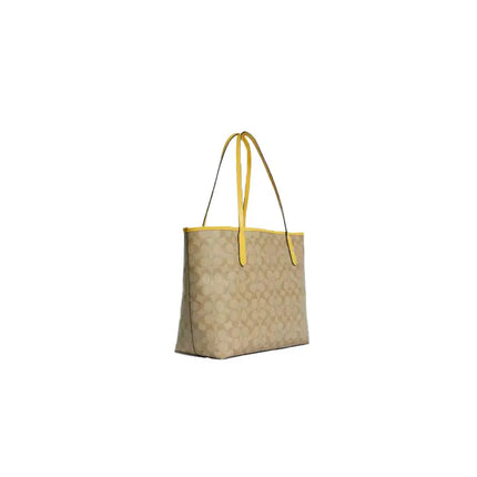 NEW Coach Beige City Tote Monogram Signature Canvas Tote Shoulder Bag