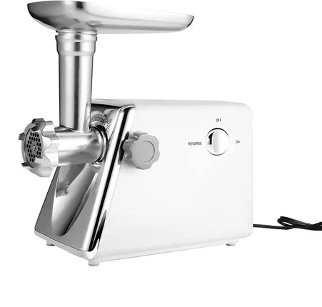 Electric Meat Grinder with Sausage & Kubbe Kit;  3 Grinder Plates;  600W Power; White