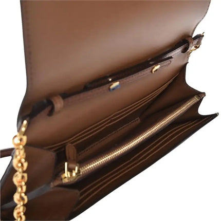 NEW Burberry Brown Henley House Check Leather Clutch Crossbody Bag