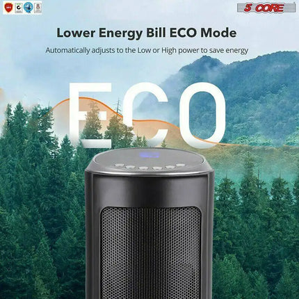 Space Heater Portable for Indoor Use 1500W 24" 5Core HTR T