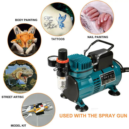 Voilamart 1/5HP Airbrush Compressor Kit Air Brush Spray Paint Tattoo Stencils