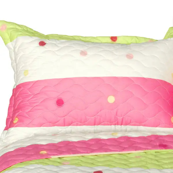 [Colorful Life] Cotton 3PC Vermicelli-Quilted Patchwork Quilt Set (King Size)