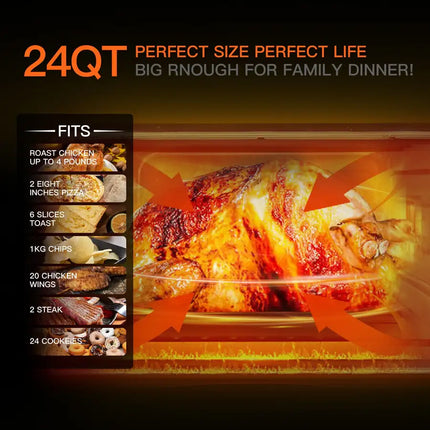 WEESTA Air Fryer Toaster Oven 24 Quart - 7-In-1 Convection Oven with Air Fry, Roast, Toast, Broil & Bake Function - Air Fry Toaster Oven for Countertop - Kitchen Appliances for Cooking Chicken, Steak