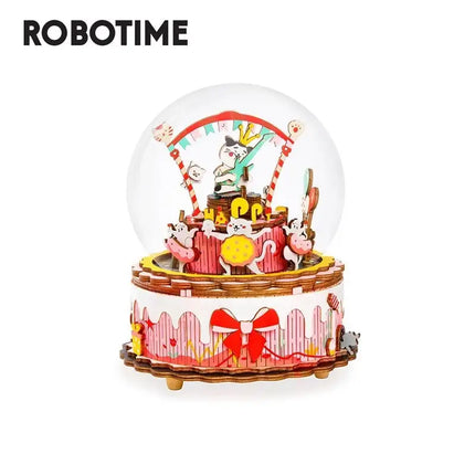 Robotime New Arrival DIY 3D Kitty Ballet Wooden Puzzle Game Assembly Moveable Music Box Toy Gift for Children Kids Adult AM