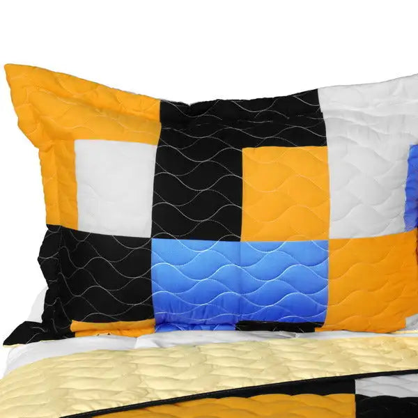 [Long River] 3PC Vermicelli - Quilted Patchwork Quilt Set (Full/Queen Size)