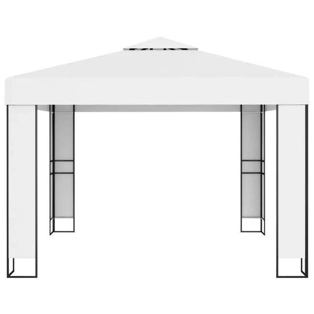 Gazebo with Double Roof 118.1"x118.1" White