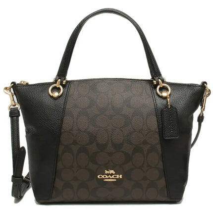 NEW Coach Black Kacey Satchel Monogram Signature Canvas Crossbody Shoulder Bag
