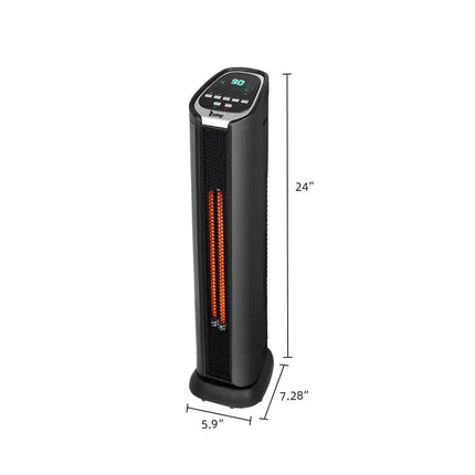 24" H Electric Space Heater - 750W/1500W ETL Infrared Quartz Heater and Fan With 3 Heat Settings, Remote Control, Digital Control Panel With Auto Thermostat