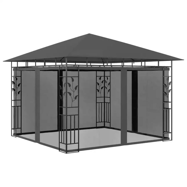 Gazebo with Mosquito Net 9.8'x9.8'x9' Anthracite 180 g/m2