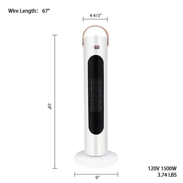 Calentador eléctrico de 24 pulgadas con configuración remota de 4 modos de calor, protección contra sobrecalentamiento