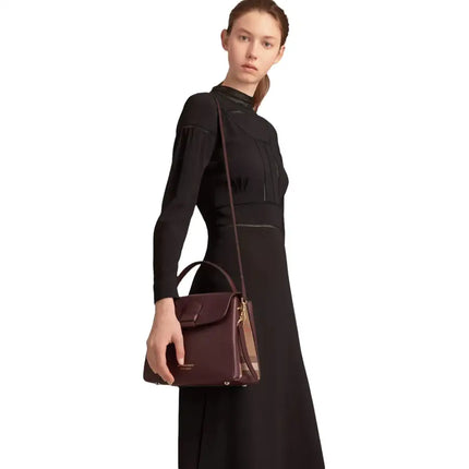 NEW Burberry Burgundy Small Camberley House Check Leather Crossbody Bag