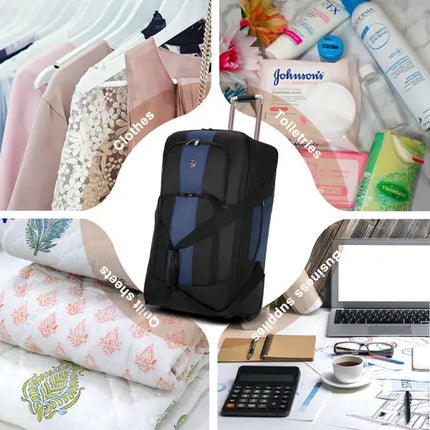 Bolsa de lona impermeable expandible con ruedas equipaje de mano maleta de mano unisex azul