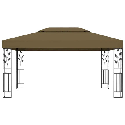 Gazebo with Double Roof 118.1"x157.5" Taupe 180 g/m?