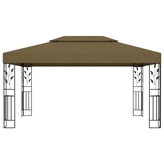 Gazebo with Double Roof 118.1"x157.5" Taupe 180 g/m?