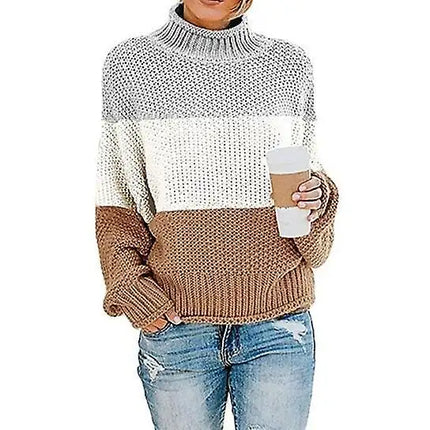 Women's Turtleneck Chunky Knit Oversized Sweater Pullover