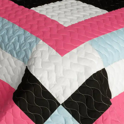 [Campus Belle] 3PC Vermicelli - Quilted Patchwork Quilt Set (Full/Queen Size)