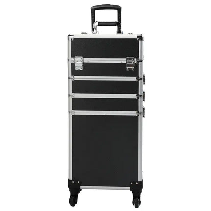 4-in-1 Makeup Travel Case with 360° Rolling Wheels, Locks, Keys and Adjustable Dividers, Black XH