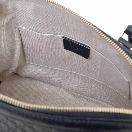 NEW Gucci Black Mini Convertible Micro GG Guccissima Dome Leather Satchel Shoulder Bag