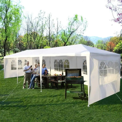 Carpa para eventos con dosel resistente, carpa blanca para exteriores de 10'x30', carpa para bodas y fiestas, refugio con marco de acero resistente con 5 paredes laterales extraíbles, resistente al agua, sol y nieve, resistente al agua, fácil de instalar