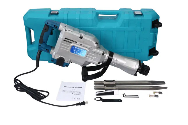 1700W 1900 BPM Electric Demolition Jack Hammer 1-1/8 Inch SDS-Hex Heavy Duty Concrete Pavement Breaker Drills Kit