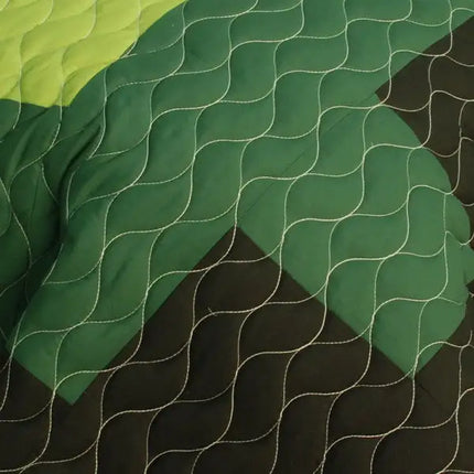 [Evergreen Tree] Brand New Vermicelli-Quilted Patchwork Quilt Set Full/Queen