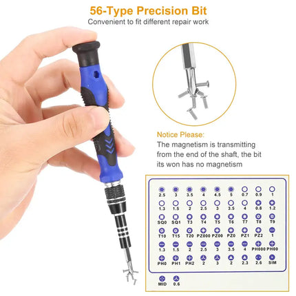 Precision Screwdriver Bits Set 59 in 1 with 56Pcs Magnetic Bits Flexible Shaft Professional Electronics Repair Tool Kit