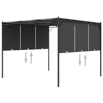 Garden Gazebo with Side Curtain 118.1"x118.1"x88.6" Anthracite