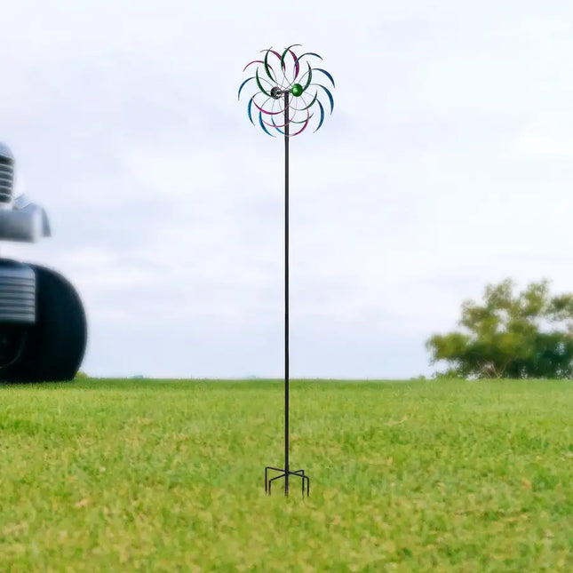 El original molinillo de viento arcoíris; Adorno decorativo para césped Molino de viento; Spinner cinético tricolor para jardín, molino de viento arcoíris para césped y jardín al aire libre XH