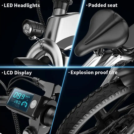 400W Electric Commuter Bike, Folding16'' Electric Bicycle with 48V 10Ah Battery