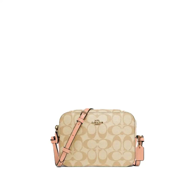 NEW Coach Beige Mini Camera Bag Monogram Signature Canvas Crossbody Bag