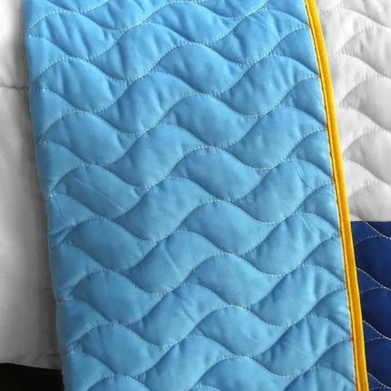 [Timeless - B] Vermicelli-Quilted Patchwork Geometric Quilt Set Full/Queen