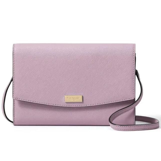 NEW Kate Spade Purple Dusty Peony Laurel Way Winni Crossgrain Leather Wallet On Chain Crossbody Bag