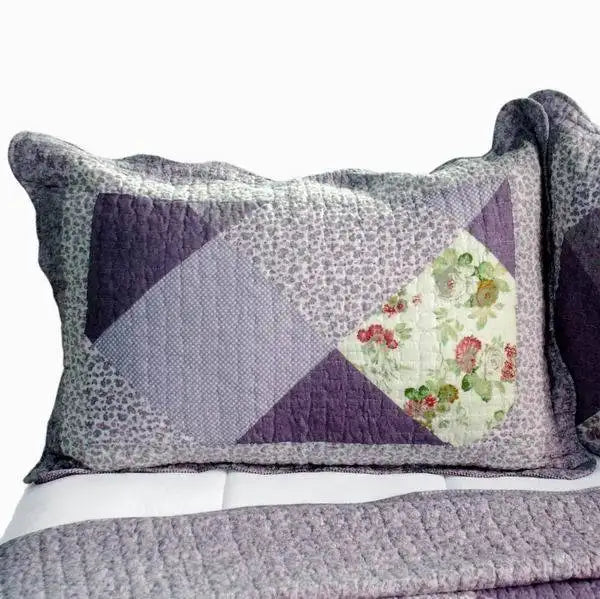 [Purple Memory] Cotton 3PC Vermicelli-Quilted Printed Quilt Set (Full/Queen Size)