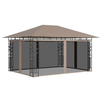Gazebo with Mosquito Net 13.1'x9.8'x9' Taupe 180 g/m2