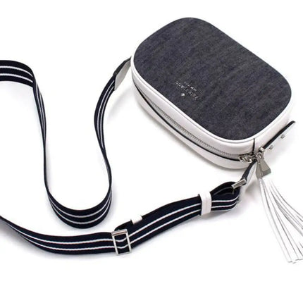 NEW Kate Spade Navy Denim multi Kourtney Denim Camera Crossbody Bag