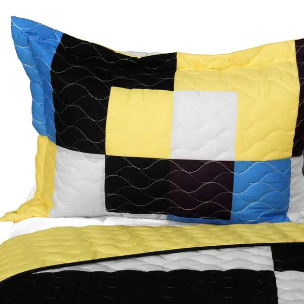 [One Fine Wire] 3PC Vermicelli - Quilted Patchwork Quilt Set (Full/Queen Size)