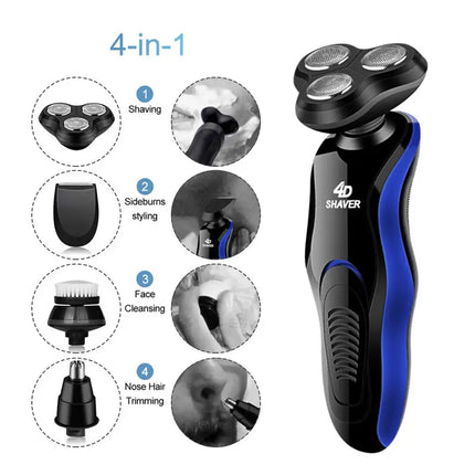 USB Electric Shavers Shaving Machine 4 in 1 Beard Razors 4D 3 Blades Beard Nose Hair Trimmer Clipper Rechargeable for Men's Face